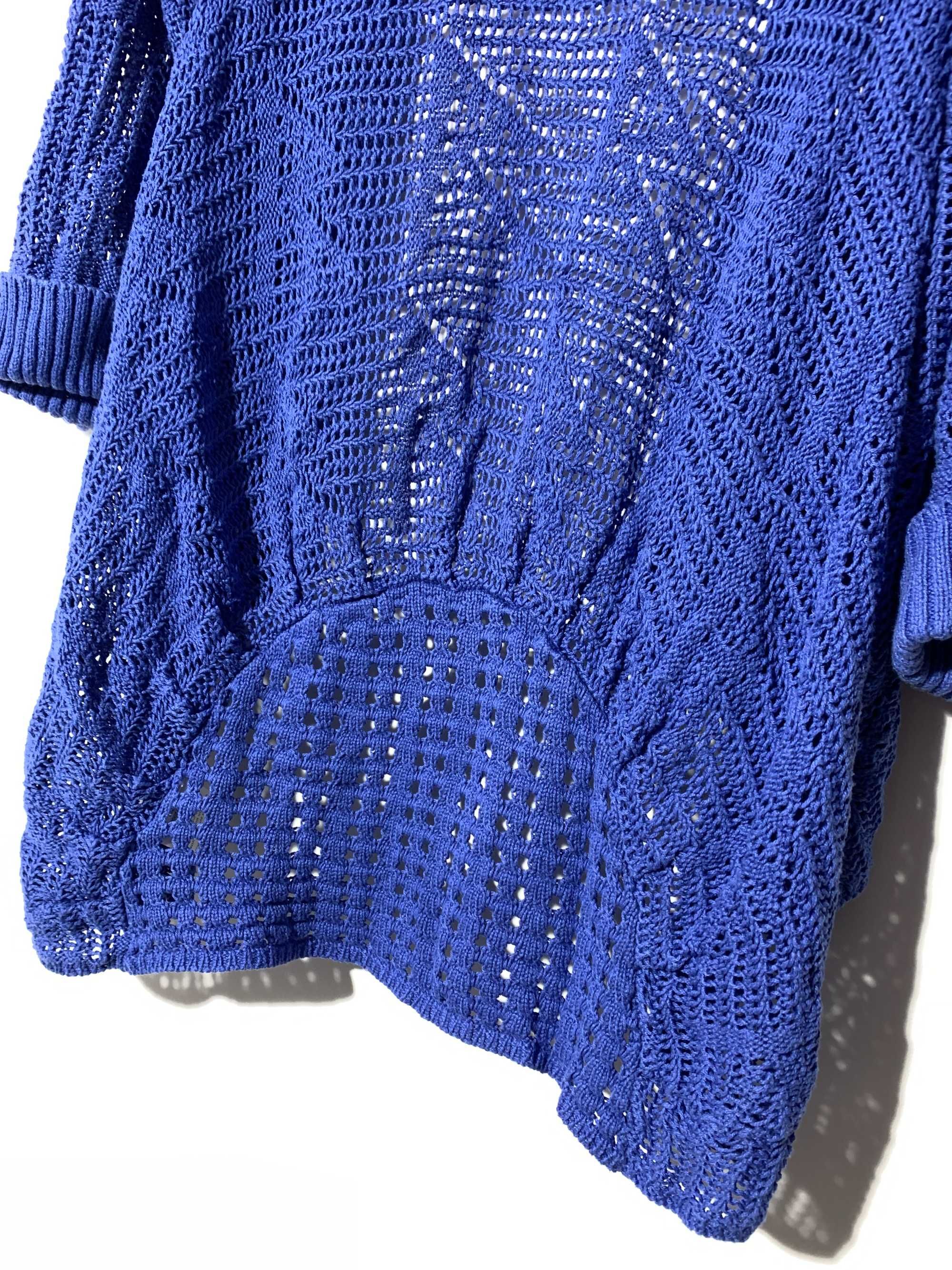 sweter ażur 40 L Soon chabrowy narzutka blezer luźny niebieski boho