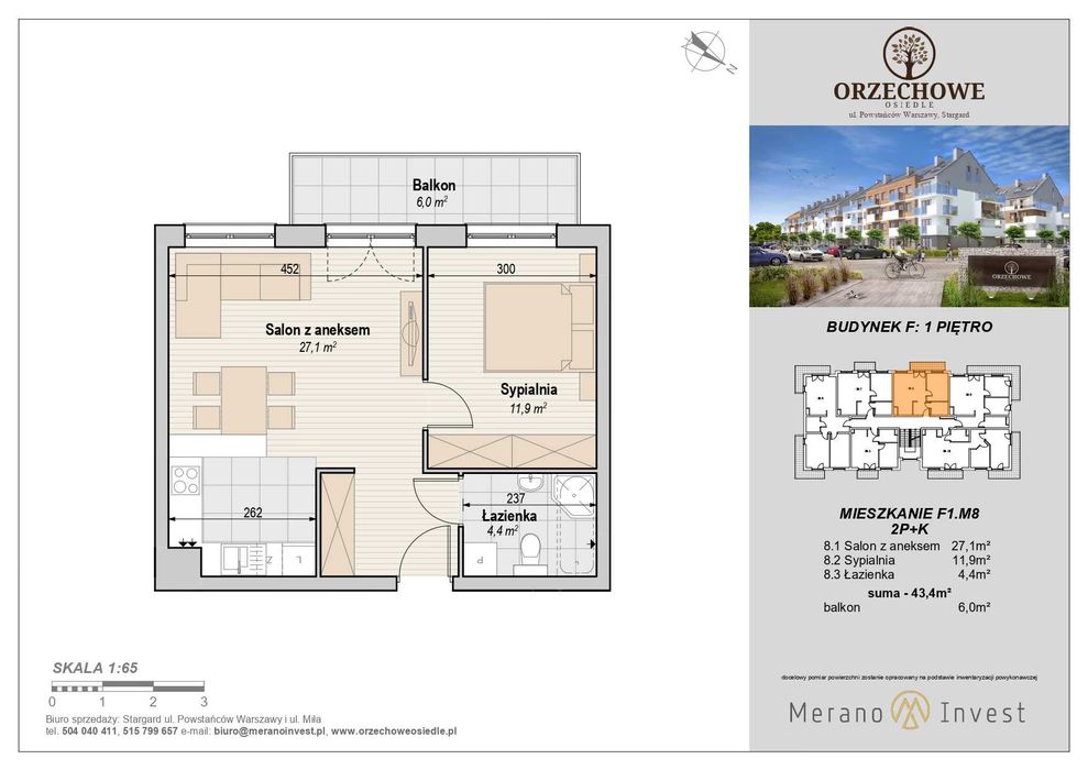 2pok, os. Orzechowe, I p. balkon, komórka, pr. parking, full wyp.