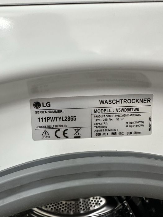 Прально Сушильна машина Lg 9/6кг V5WD96TW0