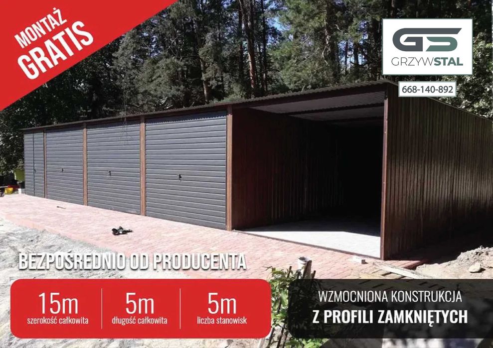 Garaży Blaszany , Garaż Szeregowy ,Blaszaki , Wiata , Hala - GRZYWSTAL