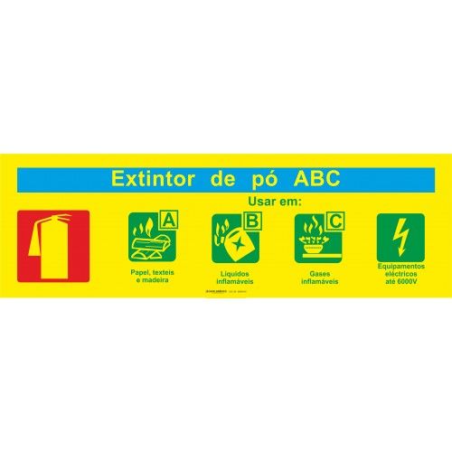 Extintor de pó ABC classe A,B,C e equipamentos elétricos