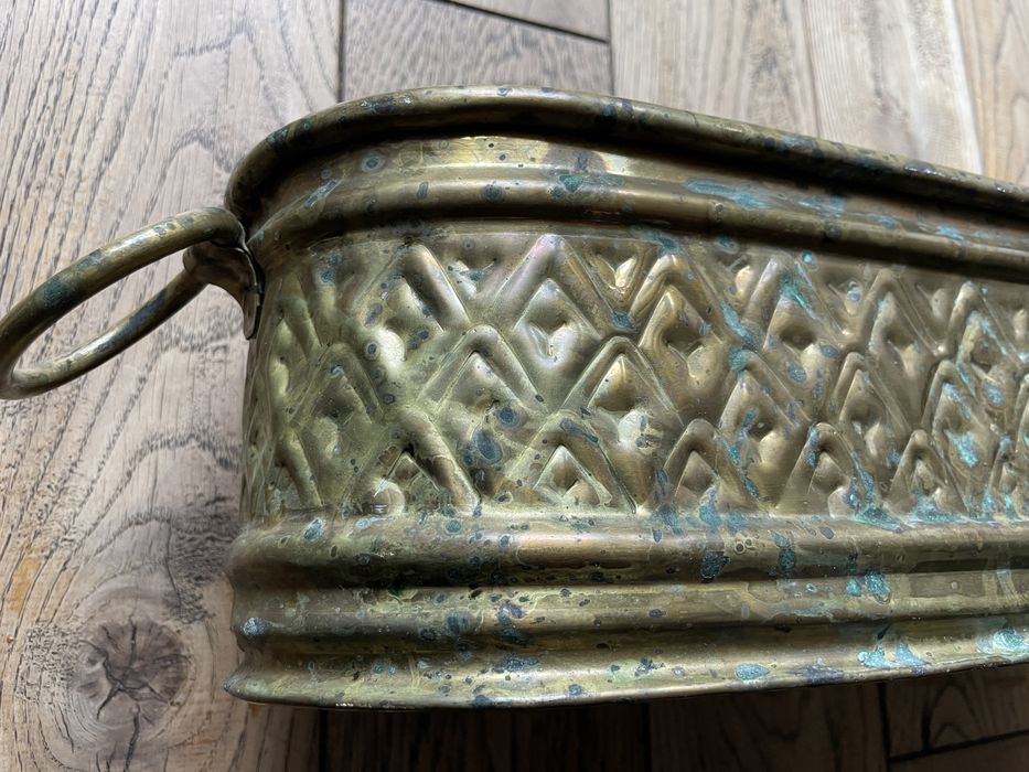 Stary kwietnik donica rynienka z mosiądzu