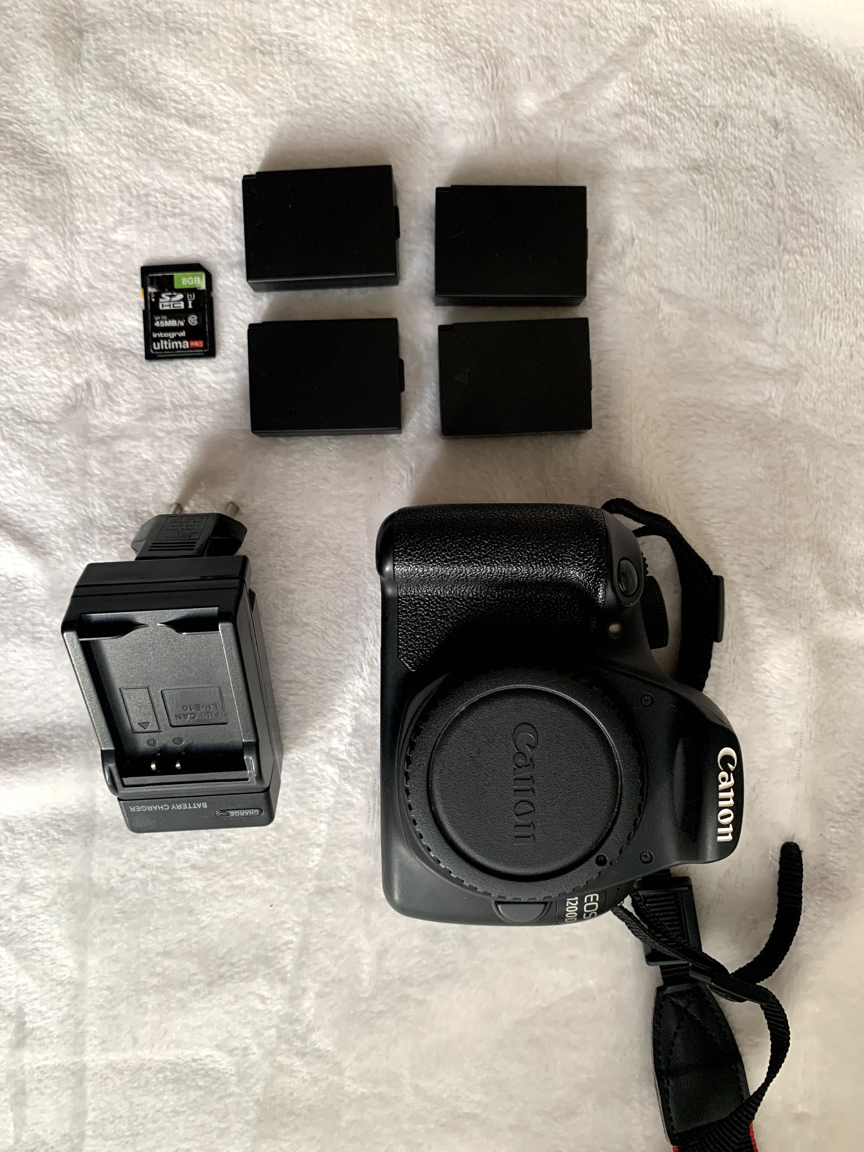 canon 1200D + 4 baterias + carregador + SDcard + bolsa