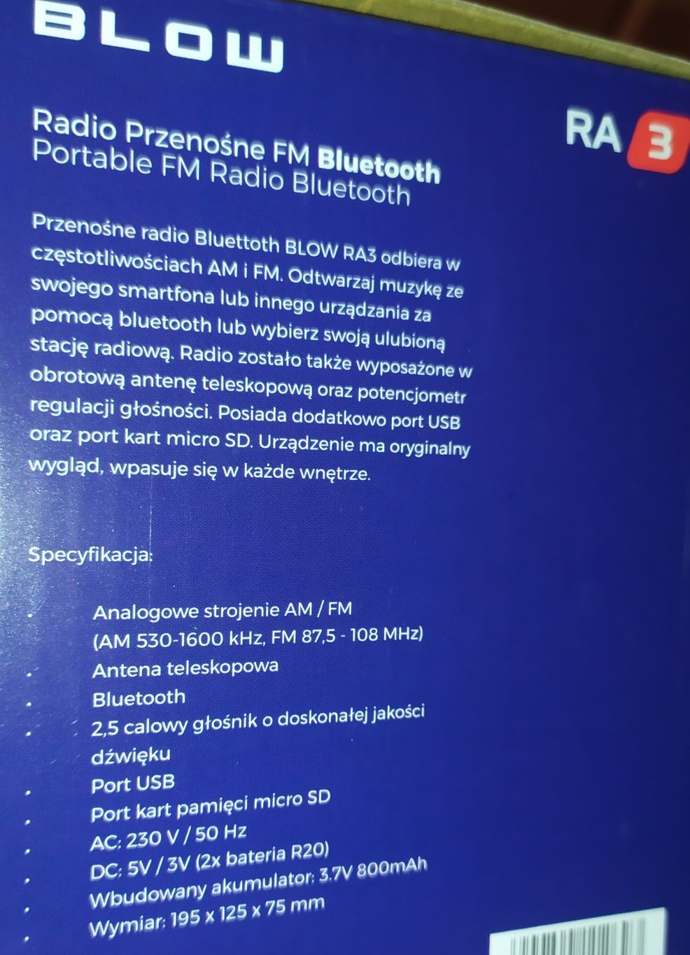 Radio przenośne FM Bluetooth Blow
