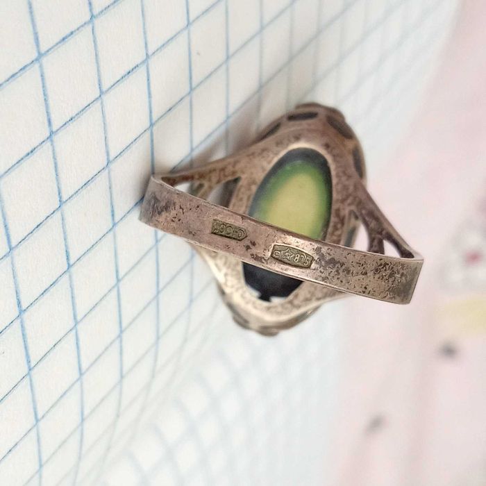 Перстень Кольцо Хризопраз Срібло 875 проба 9СЮ. СССР