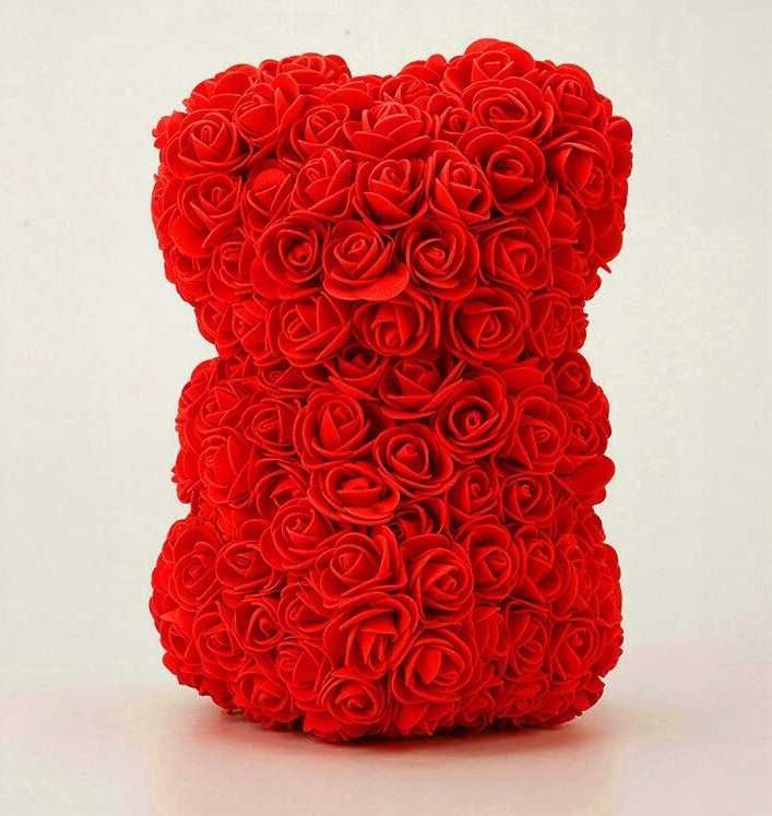 Miś z róż 25cm z płatków róż Rose Bear + PUDEŁKO prezent na WALENTYNKI