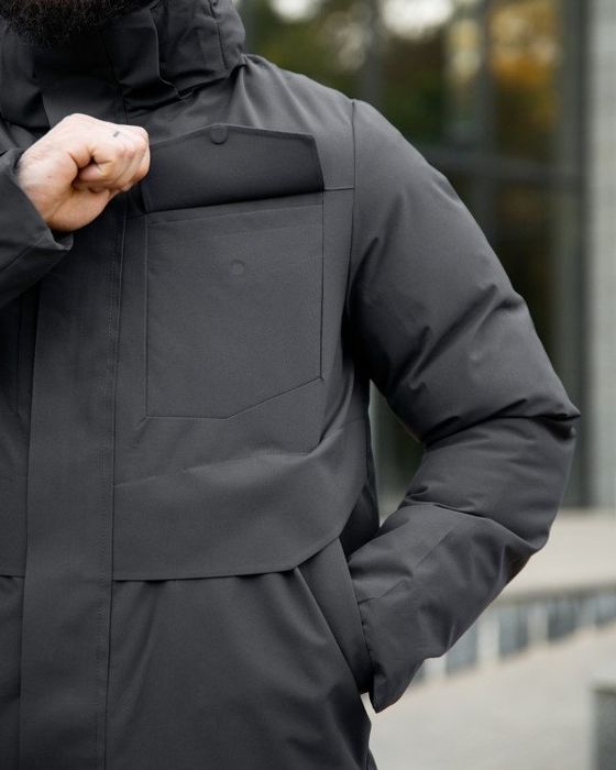 куртка чоловіча з капюшоном графіт демісезон зима/мужская куртка серая