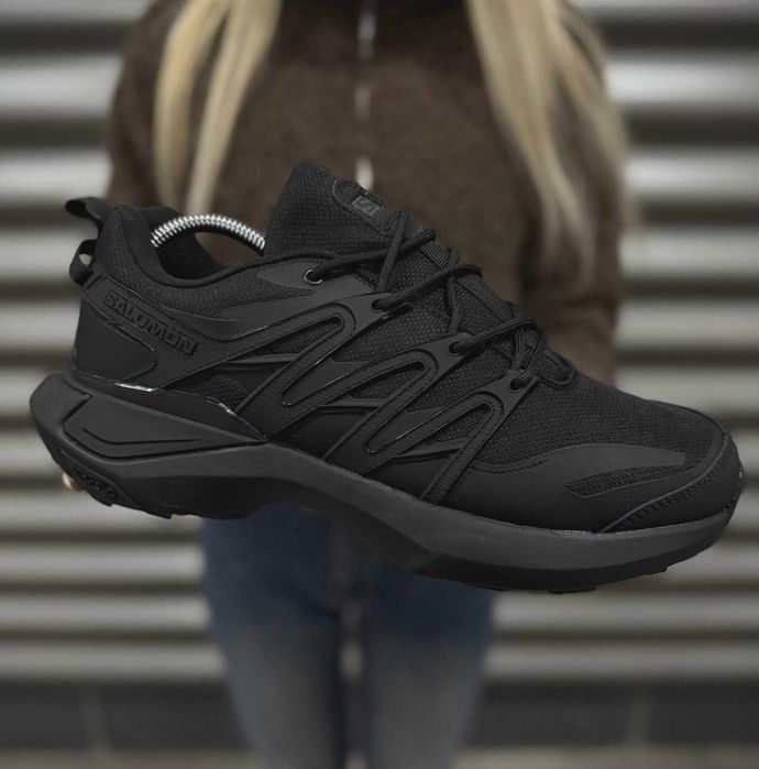 Мужские термо кроссовки Саломон черные с мехом Salomon зимние