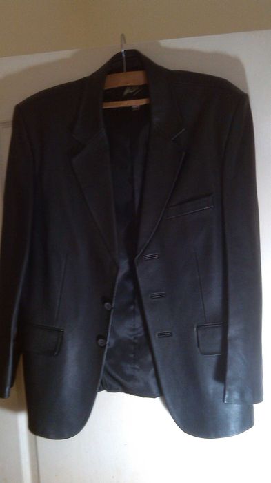 Кожаный пиджак Мах, мужской, США, новый, натуральная кожа, чёрный.