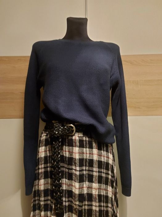 Sweter granatowy xs basic z bawełnaklasyczny old money