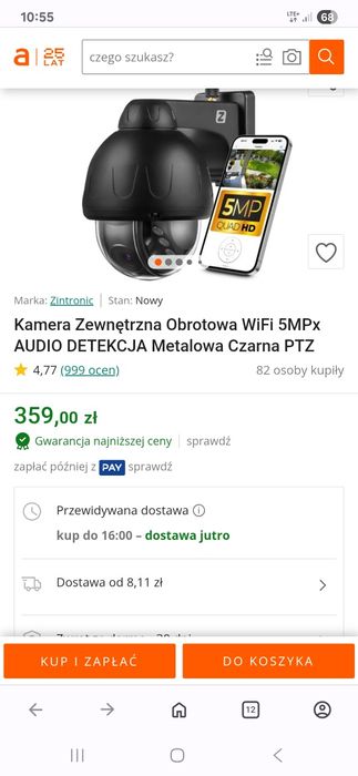 kamera zewnętrzna obrotowa zintronic 5mpx