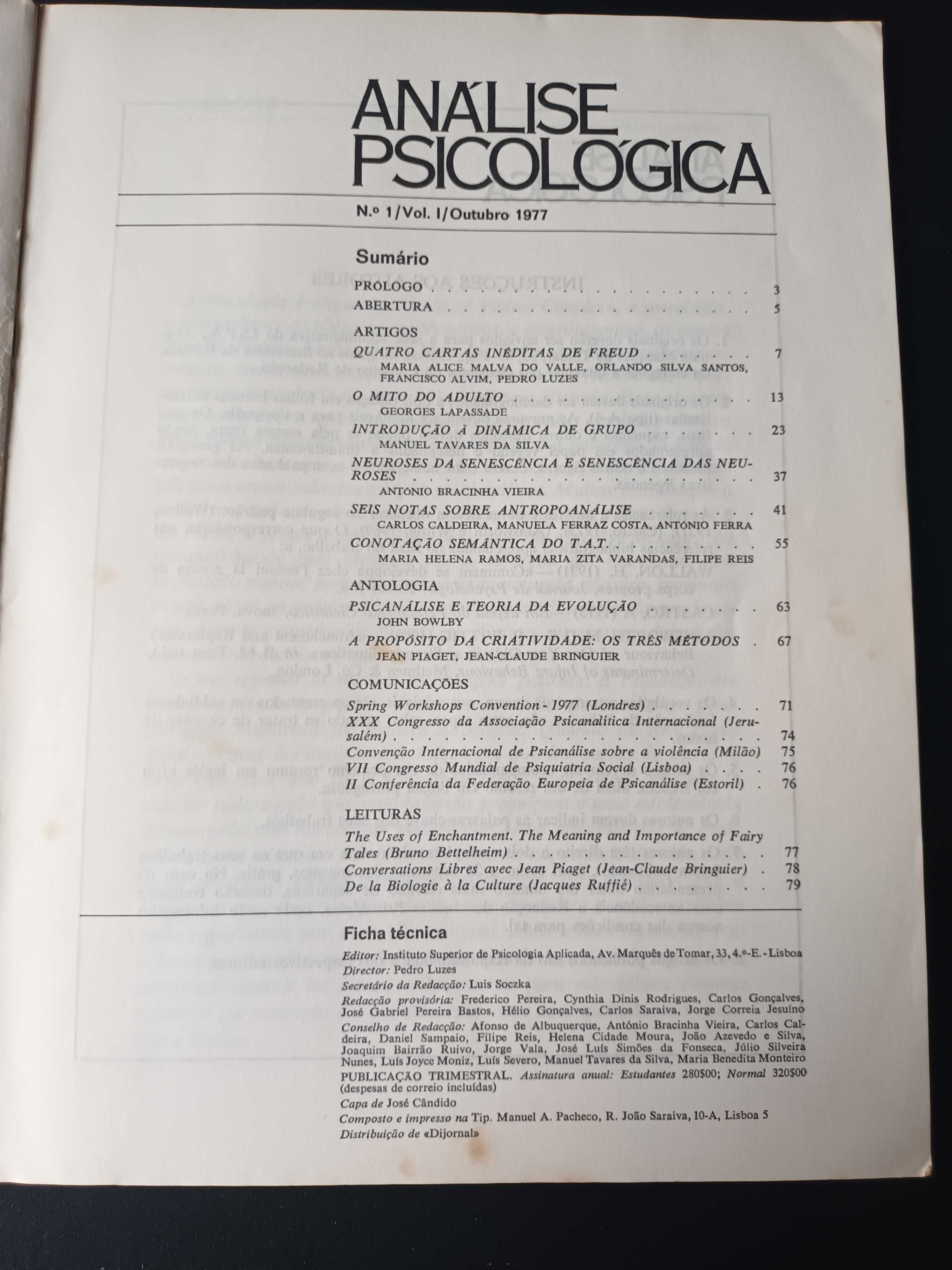 Análise Psicológica - Volume I - 1ª Edição da Revista do ISPA