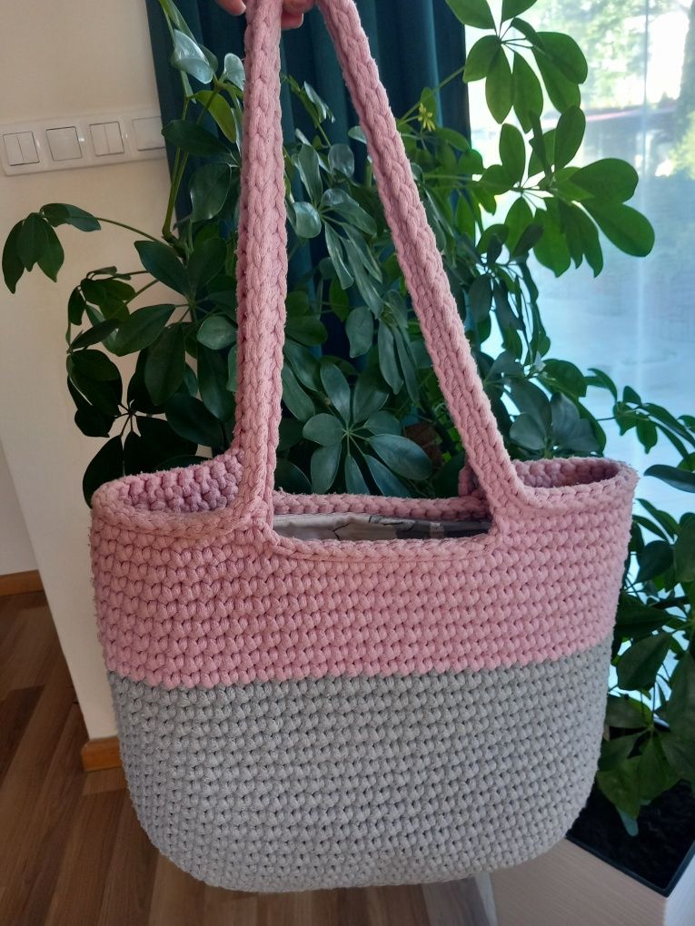 Handmade duża letnia torba ze sznurka