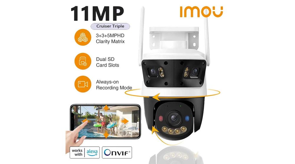 Камера відеонагляду поворотна Wifi Imou 11 MP Cruiser Triple потрійна