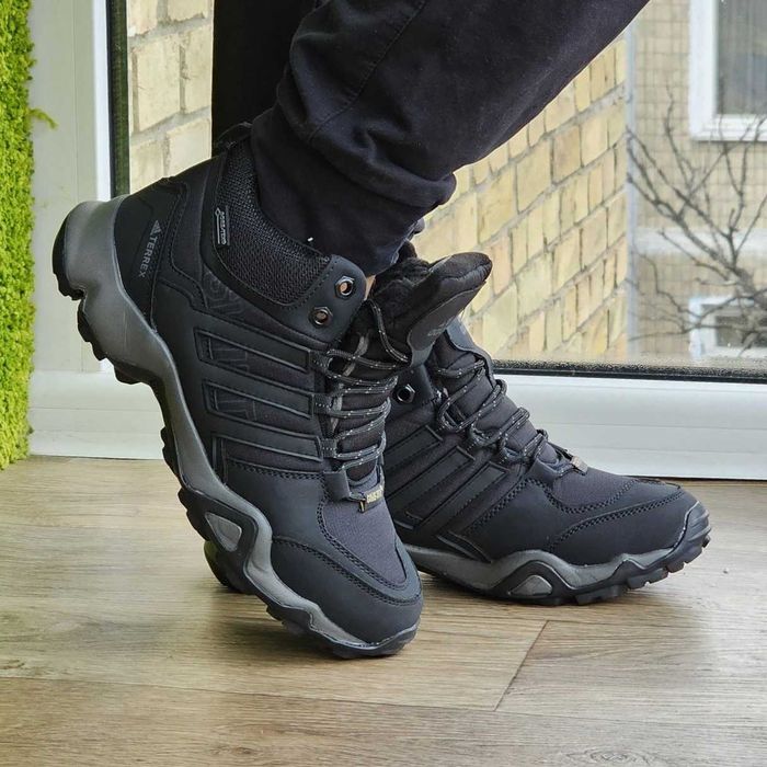 Зимние Кроссовки adidas terrex с мехом Черные Мужские Адидас Гортекс