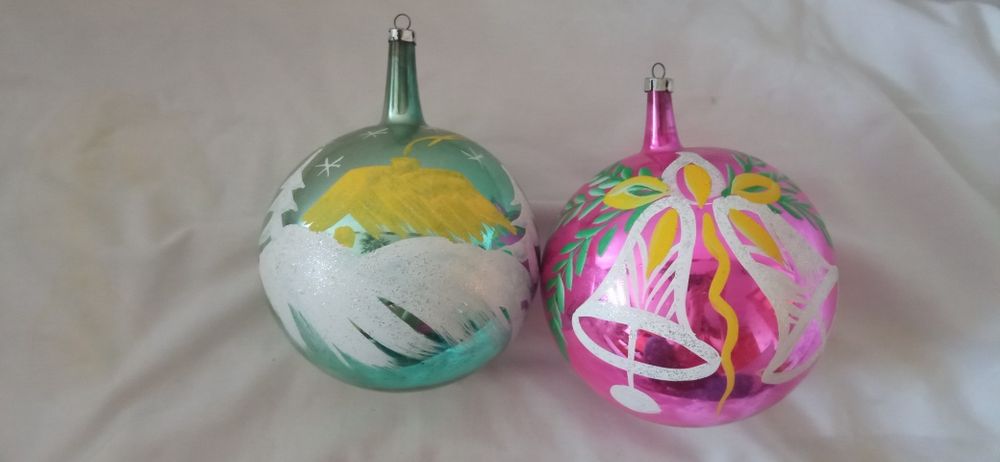 Bombki szklane vintage ręcznie malowane duże 20 cm