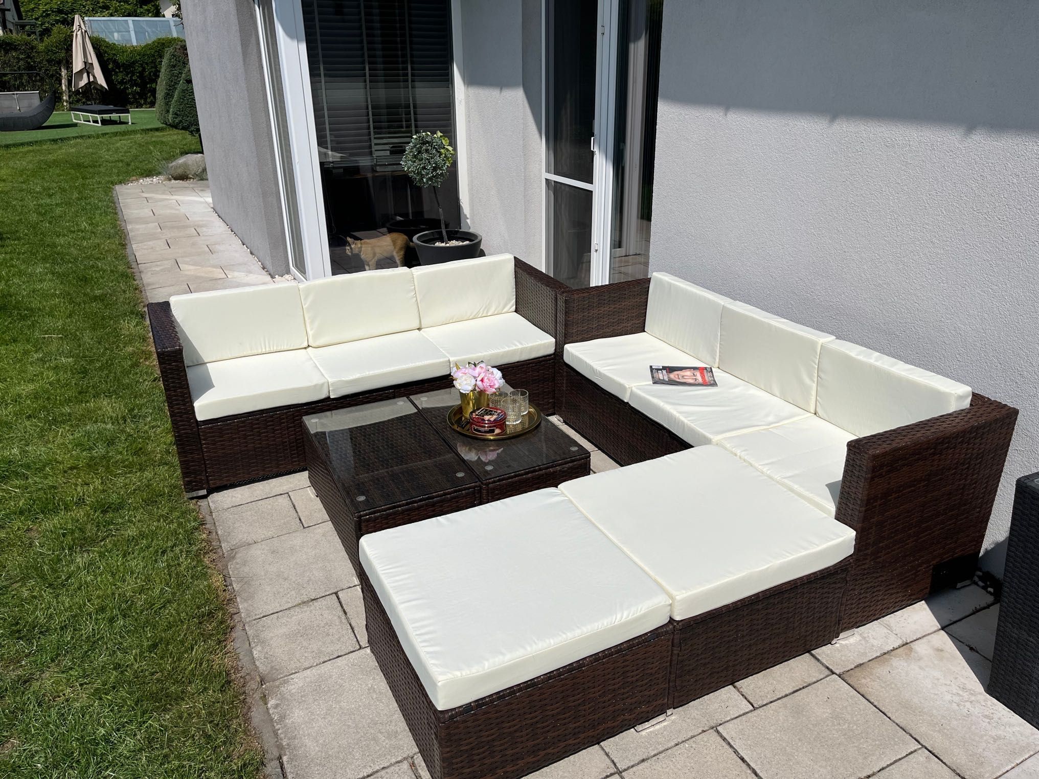 Zestaw technorattan Milano XXL narożnik sofa pufa