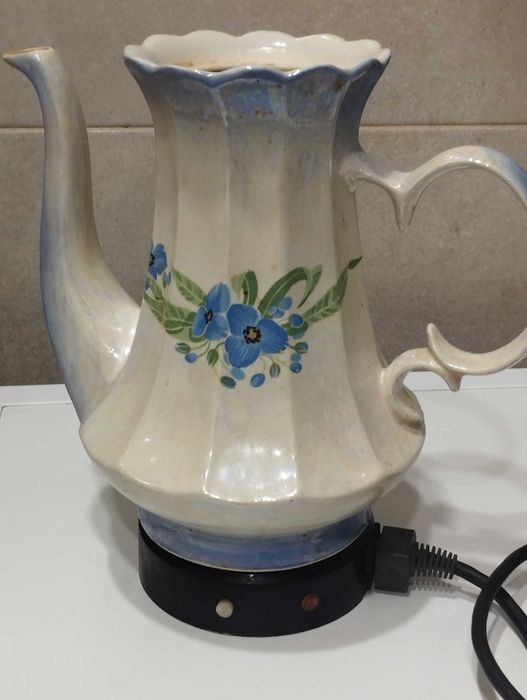 Срочно ! Винтаж, Керамический электрочайник, ручная роспись