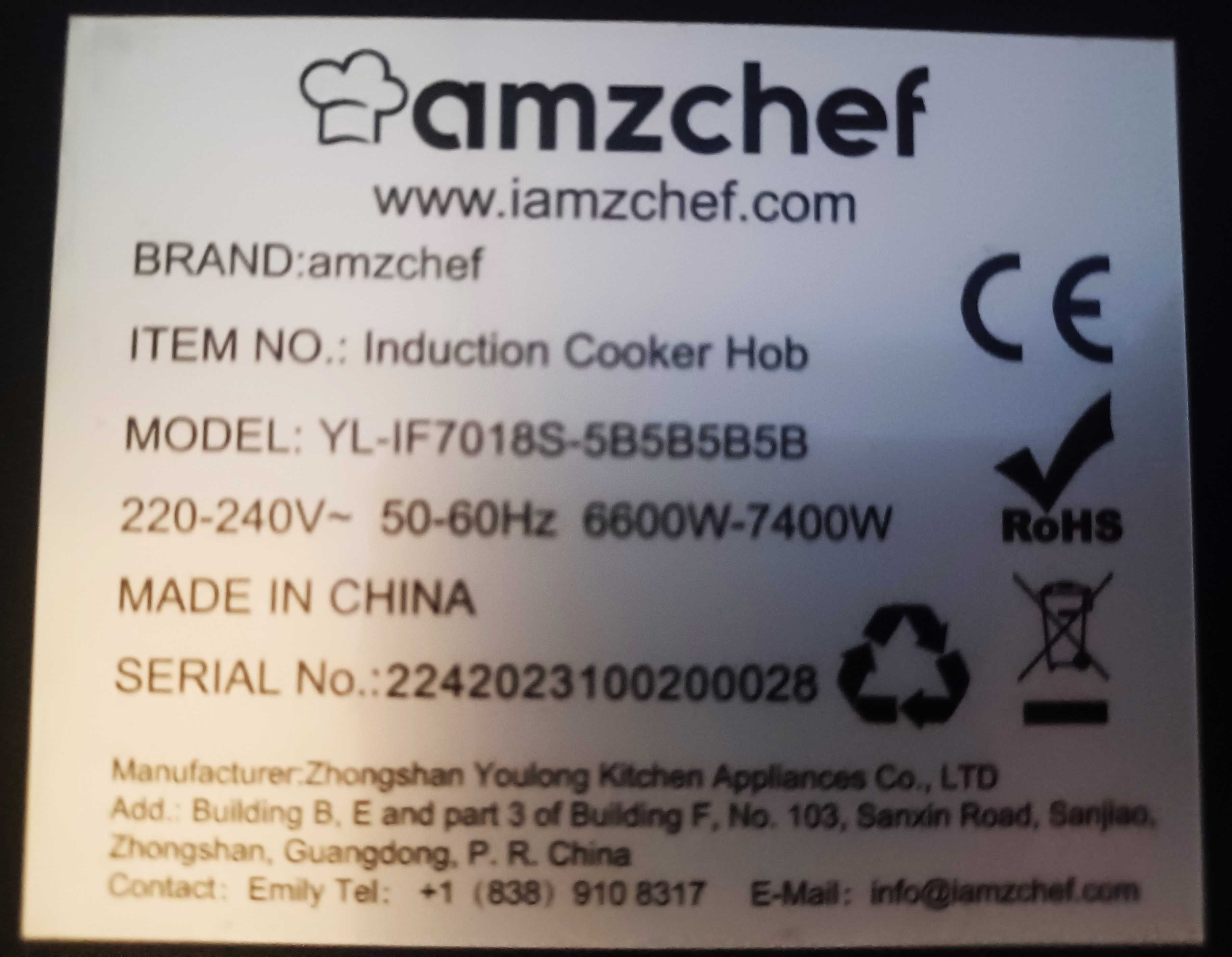 Płyta indukcyjna AMZCHEF YL-IF7018S-5B5B5B5B 4 strefy (405b)