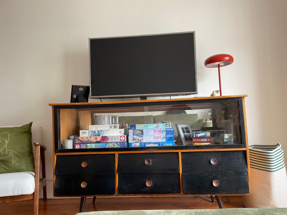 Conjunto móveis vintage madeira maciça