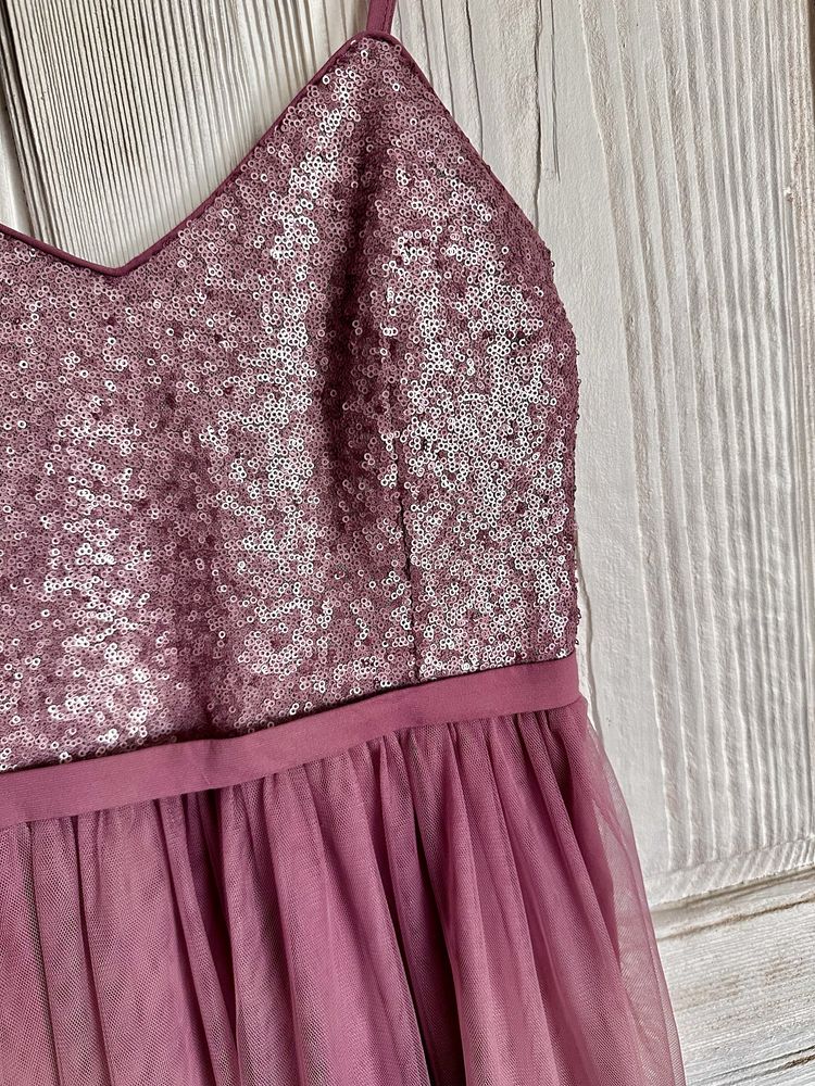 Sukienka midi tiul cekiny elegancka wesele studniówka