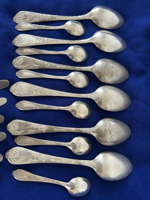 Stare posrebrzane sztućce rosyjskie komplet 24 szt
