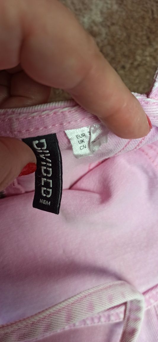 Różowa jeansowa sukienka H&M na ramiączkach S