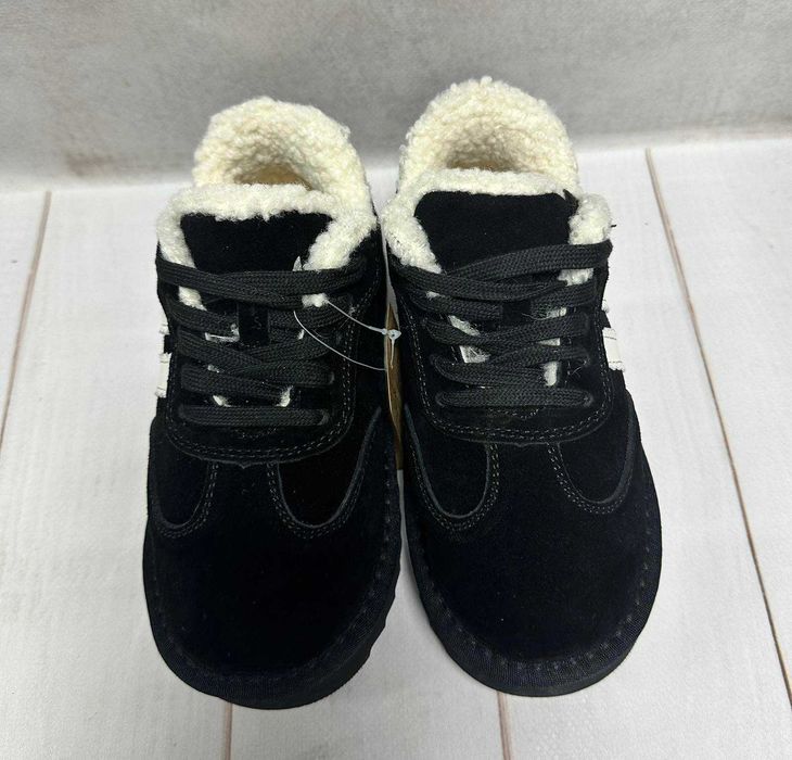 Зимові замшеві натуральні  кросівки угги ITTS чорні/шоколад 32-37