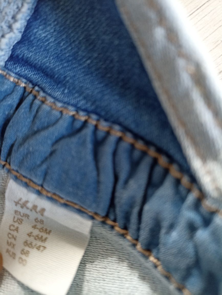 H&M 68 Spodnie Ogrodniczki jeansowe niechodki mickey