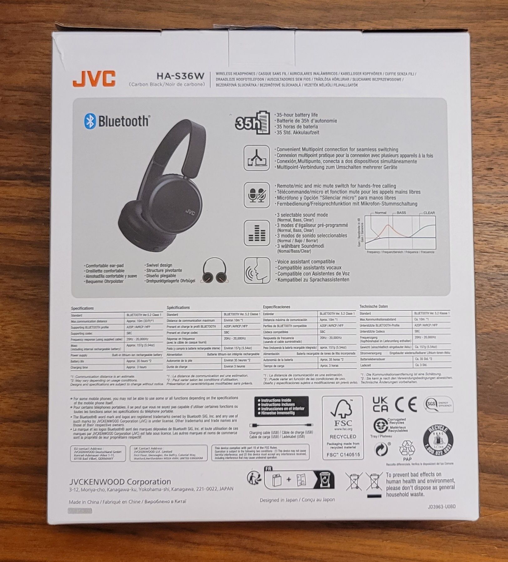 Słuchawki bezprzewodowe JVC  HA- S36W
