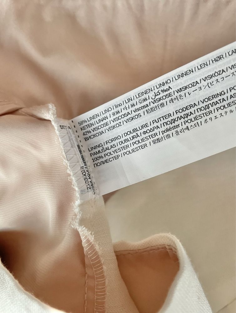 Mango białe lniane szorty spodenki bermudy len pasek wysoki stan boho