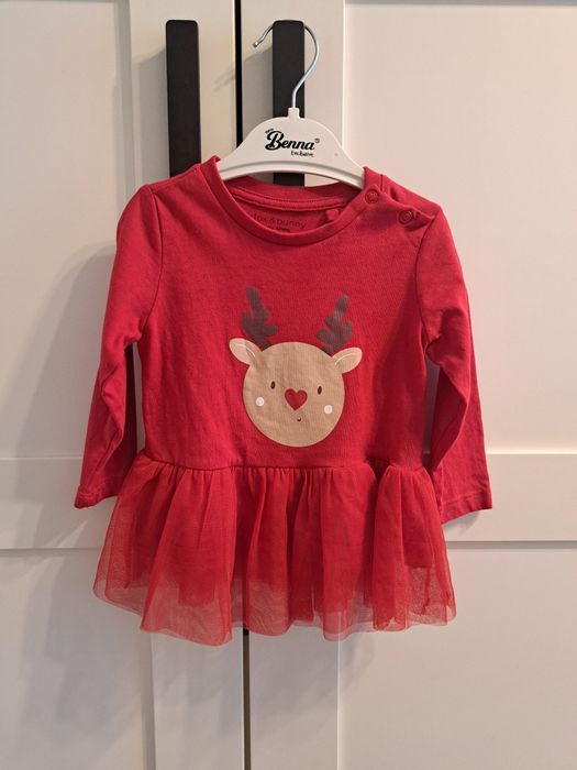 Świąteczna bluzka tunika z reniferem i tiulem 74 sinsay