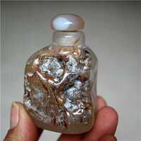 Snuff Bottle ou Frasco de rapé em Pedra de Agata - Peça única