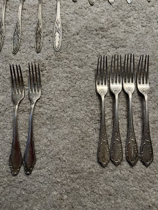 Sztućce rosyjskie radzieckie CCCP z pudełkiem chyba posrebrzane