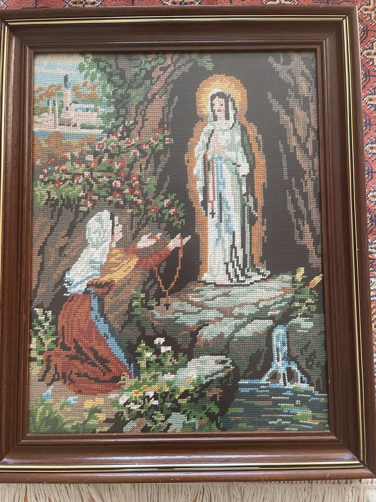 Quadro em ponto cruz Nossa Senhora de Lourdes