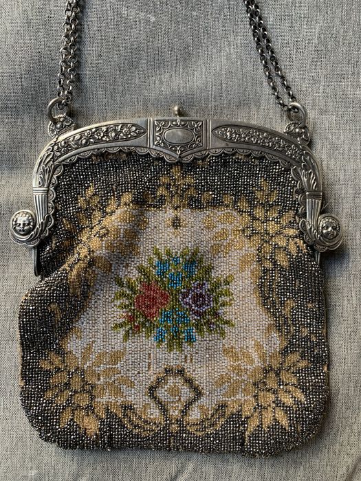 Torebka staroć okucia srebro