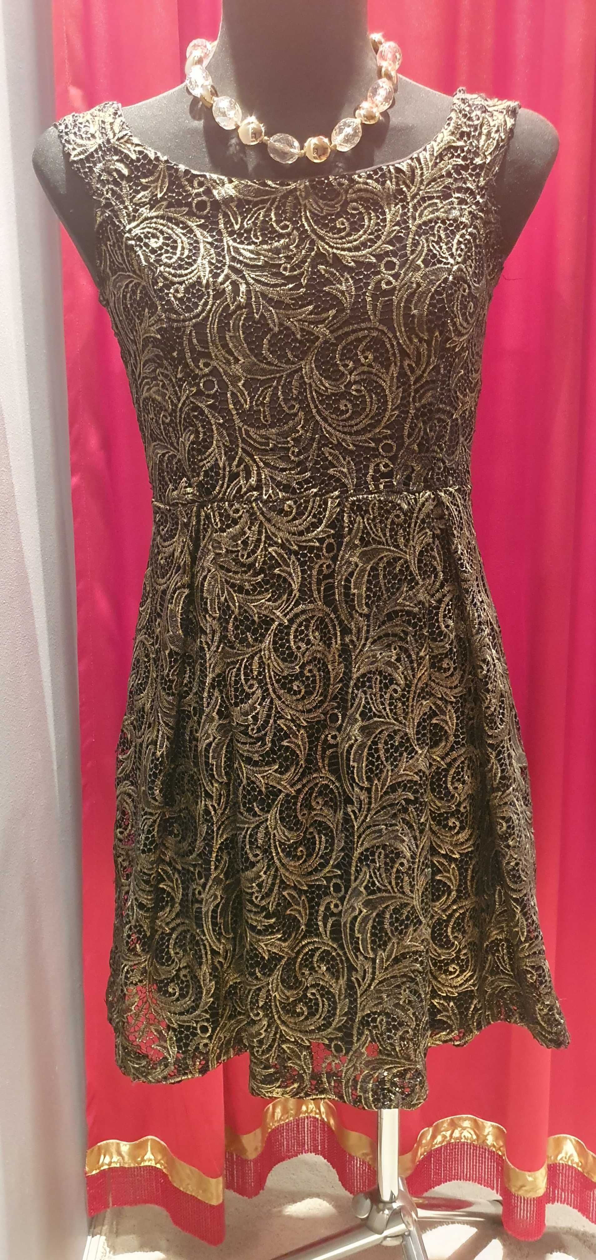 Sukienka elegancka czarno-złota roz.38