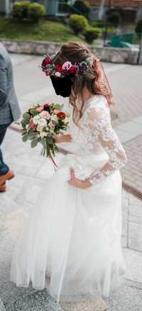 Suknia ślubna Amy Love, boho, rustykalna, kolor śmietanowy