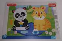 Puzzle Trefl 15 w ramce, Fisher-Price, Panda i Tygrysek