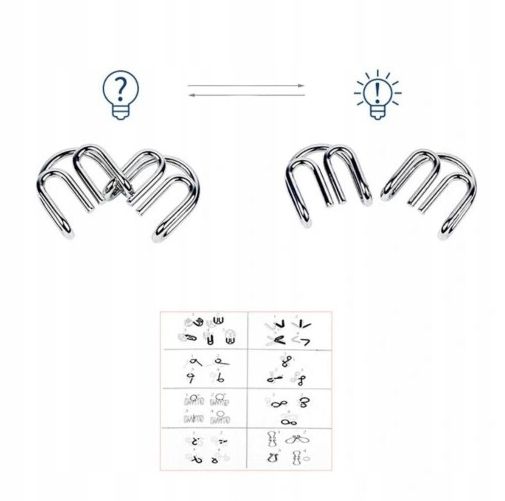 Zestaw 8 Metalowych Łamigłówek Logicznych Układanki Metal łamigłówki