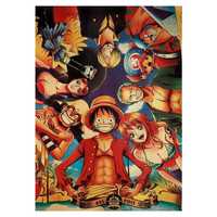 Плакат постер на крафтовой бумаге с Луффи героями аниме One Piece