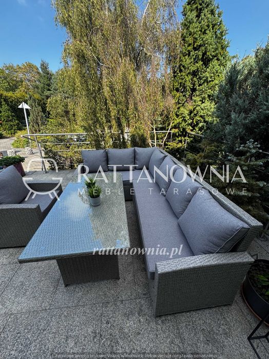 Narożnik Ogrodowy Zestaw Mebli Ogrodowych Tarasowych 3 Fotele Premium