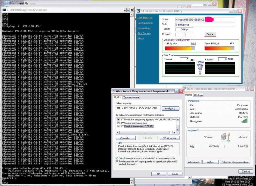 Karta sieciowa radiowa wifi D-Link AirPlus G+ DWL-G520+ 2,4 GHz PCI