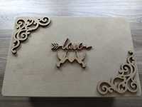 Drewniane pudełko love ślub na koperty pamiątka wesele na prezent