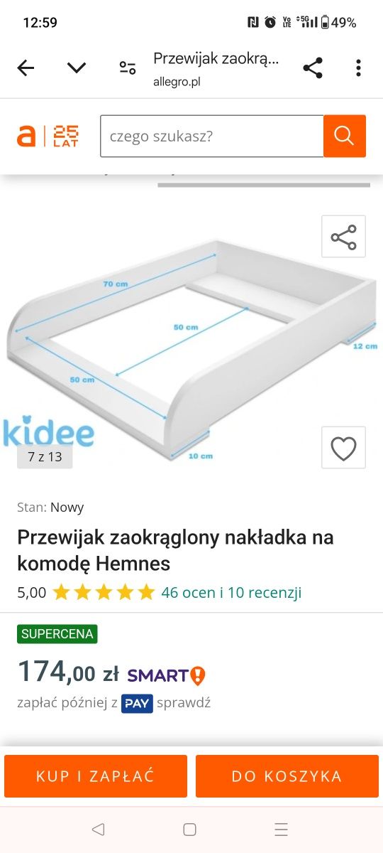 Nakładka przewijak na komodę Hemnes