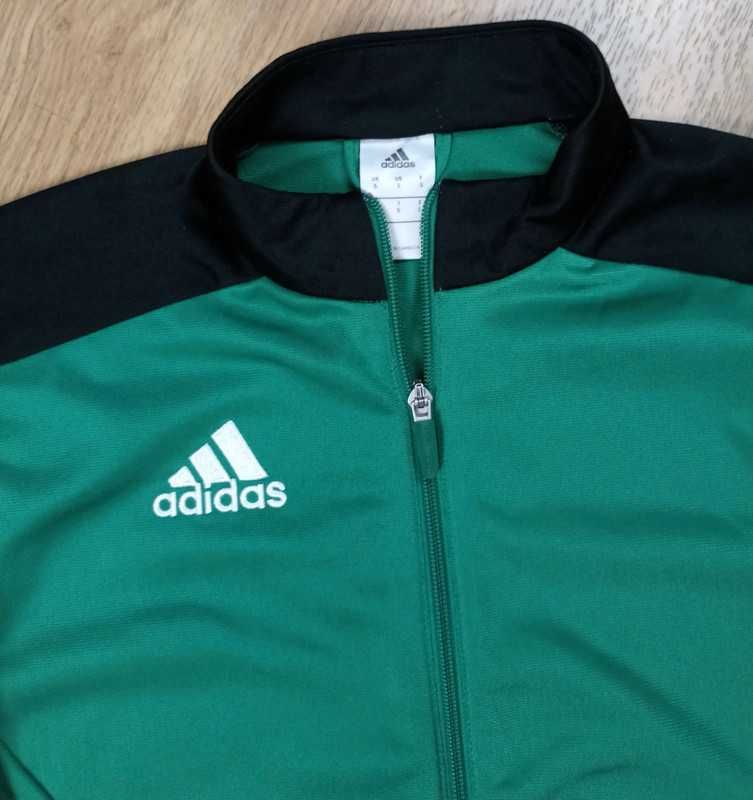 Adidas zielona bluza na suwak z czarnym kołnierzem S