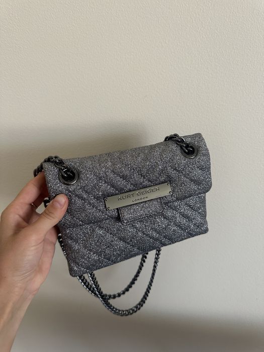 Сумка kurt geiger вечірня срібна з блискітками