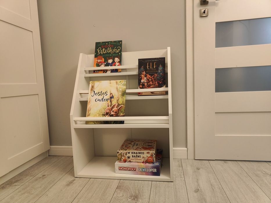 Biblioteczka dla dzieci regał skandynawski biały biała na książki
