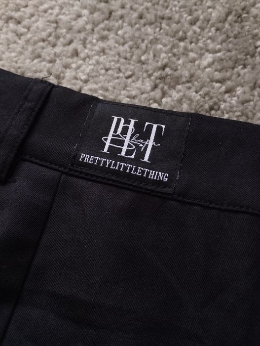 Czarne szerokie spodnie bojówki cargo z kieszeniami plt