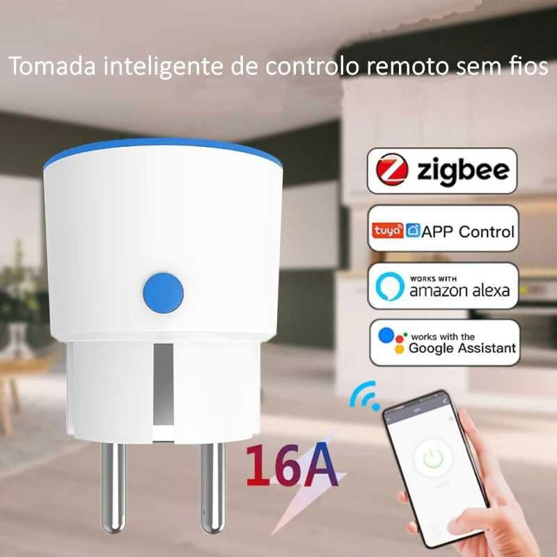 Adaptador ficha/ Tuya ZigBee / 2 Canais / Controlo por voz e app